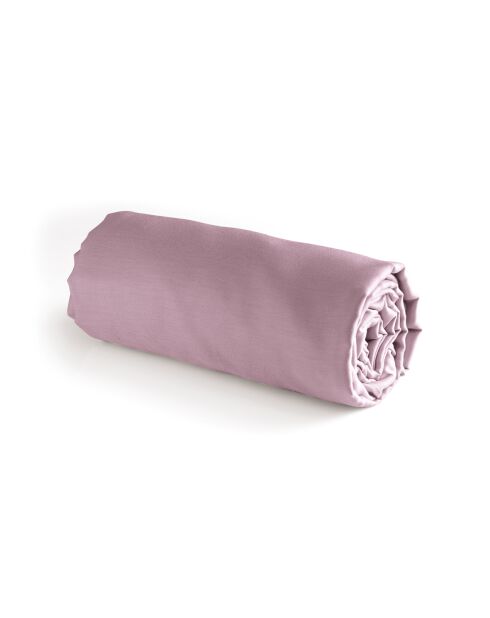 Spannbetttuch Uni aus rosafarbenem Baumwollsatin 03