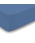 Uni blaues Spannbetttuch aus Baumwollsatin 05