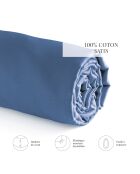 Uni blaues Spannbetttuch aus Baumwollsatin 05