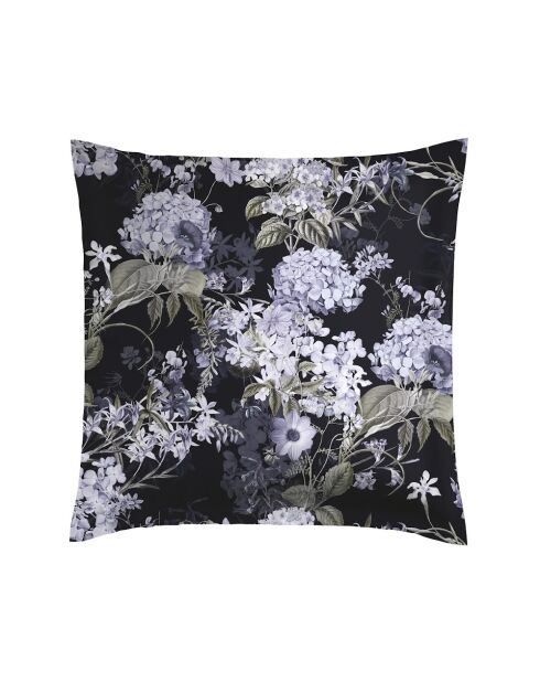 Lot de 2 taies d'oreiller satin de coton Hortensia bleu foncé