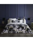 Lot de 2 taies d'oreiller satin de coton Hortensia bleu foncé