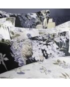 Lot de 2 taies d'oreiller satin de coton Hortensia bleu foncé