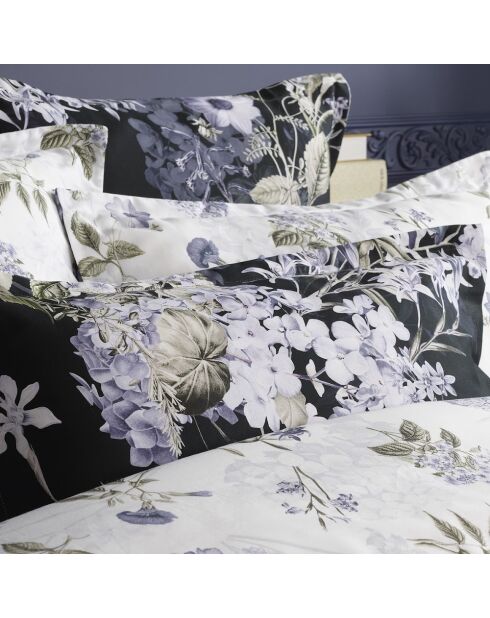 Lot de 2 taies d'oreiller satin de coton Hortensia bleu foncé