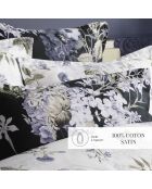 Lot de 2 taies d'oreiller satin de coton Hortensia bleu foncé