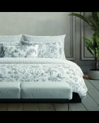 Set aus 2 Kissenbezügen aus Baumwollsatin, weiße, skizzierte Blumen — 2 Stück (63 x 63 cm)