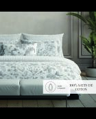 Set aus 2 Kissenbezügen aus Baumwollsatin, weiße, skizzierte Blumen — 2 Stück (63 x 63 cm)