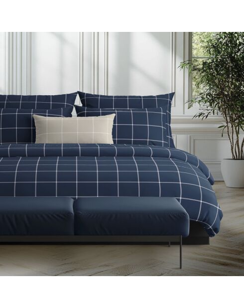 Dunkelblaue Amélia Kissenhülle aus Baumwollsatin - 43x210 cm