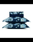 Maxi-set laken + hoeslaken + hoeslaken + rechthoekige kussenslopen donkerblauw Kashmir katoensatijn