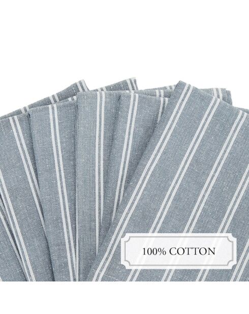 Serviette coton Bleu - 6x(40x40 cm)