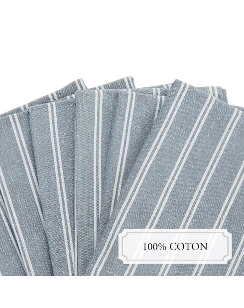 Serviette coton Bleu - 6x(40x40 cm)