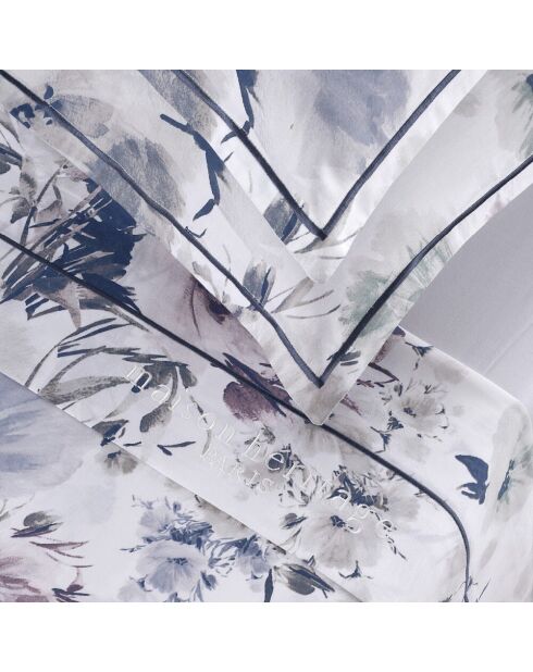 Parure petit drap plat + drap housse + taies rectangles satin de coton Erodium blanc