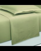 Set Bettlaken + Spannbetttuch + rechteckige Kissenbezüge unifarbener grüner Baumwollsatin 07
