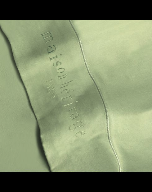 Set Bettlaken + Spannbetttuch + rechteckige Kissenbezüge unifarbener grüner Baumwollsatin 07