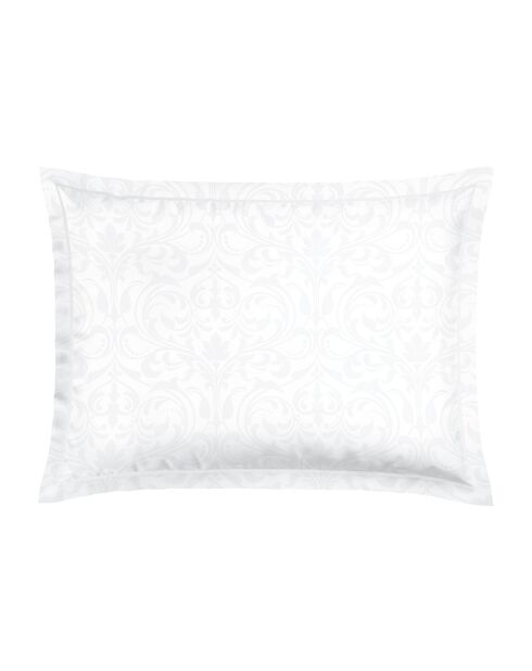 Kissenbezug aus gewebtem Baumwollsatin im Barockstil, 50 x 70 cm, Weiß