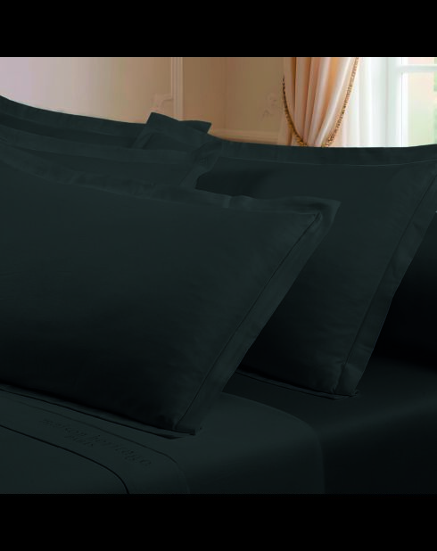 Juego de 2 fundas de almohada de satén de algodón gris liso 03