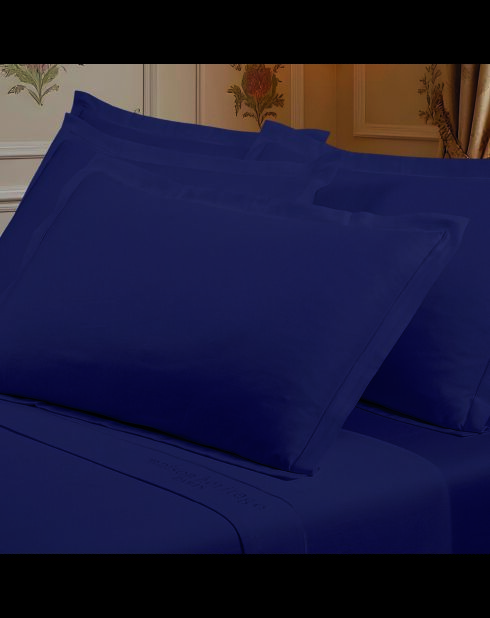 Lot de 2 taies d’oreiller satin de coton unies bleues 04