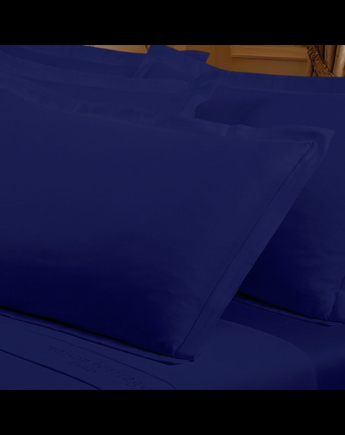 Lot de 2 taies d’oreiller satin de coton unies bleues 04