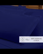 Lot de 2 taies d’oreiller satin de coton unies bleues 04