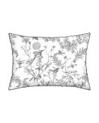 Set aus 2 Kissenbezügen aus Baumwollsatin, Kolibri, Blumenmuster, schwarz-grau