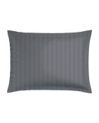 Juego de 2 fundas de almohada de algodón satinado a rayas Dobby tejidas en gris oscuro, 50 x 70 cm