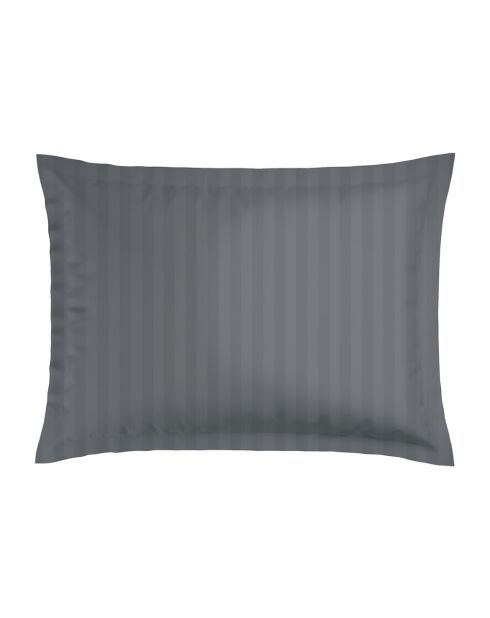 Juego de 2 fundas de almohada de algodón satinado a rayas Dobby tejidas en gris oscuro, 50 x 70 cm