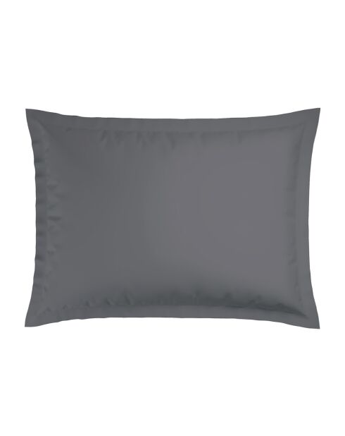 Juego de 2 fundas de almohada de algodón satinado a rayas Dobby tejidas en gris oscuro, 50 x 70 cm