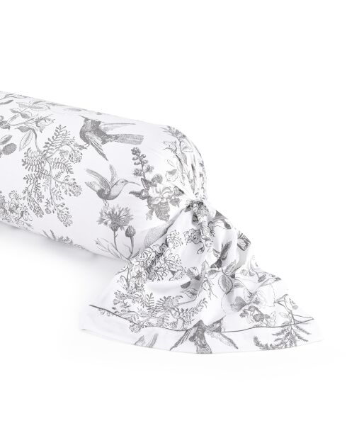 Custodia Colibri in raso di cotone nero grigio con motivo floreale - 43x210 cm