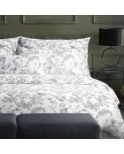 Custodia Colibri in raso di cotone nero grigio con motivo floreale - 43x210 cm