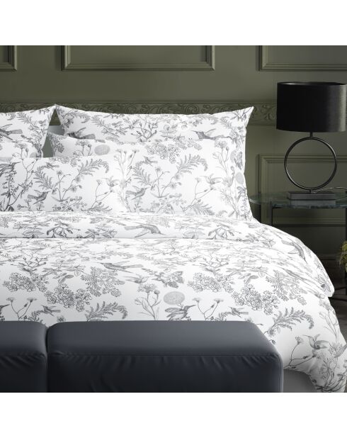 Custodia Colibri in raso di cotone nero grigio con motivo floreale - 43x210 cm
