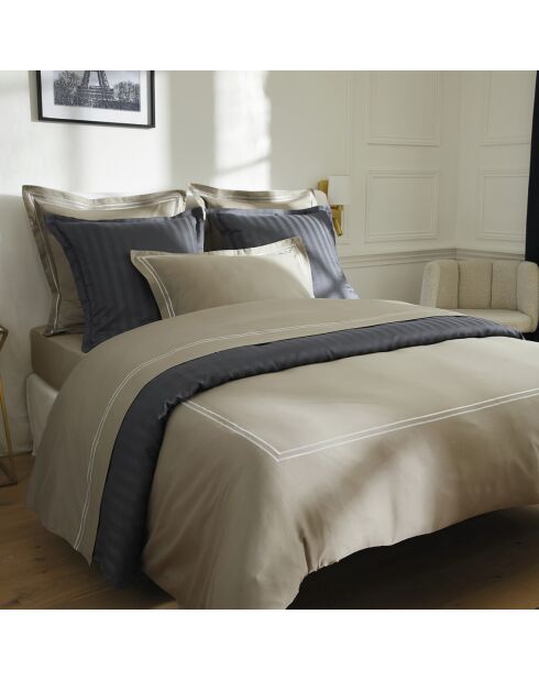 Custodia Paris in raso di cotone bianco/tortora - 43x210 cm
