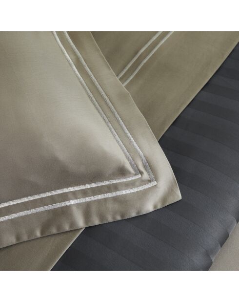 Custodia Paris in raso di cotone bianco/tortora - 43x210 cm