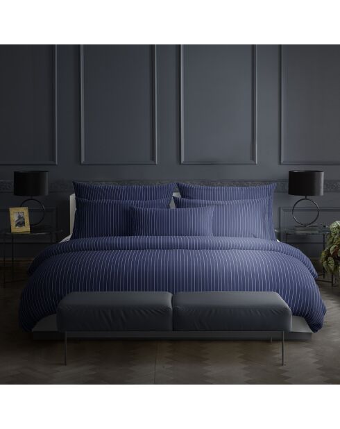 Set aus 2 Kissenbezügen aus Baumwollsatin Dunkelblau, elegant gestreift, 2 Stück (50 x 70 cm)