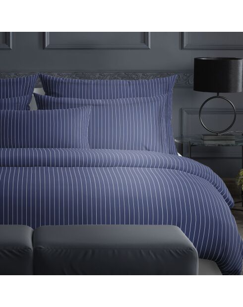 Set aus 2 Kissenbezügen aus Baumwollsatin Dunkelblau, elegant gestreift, 2 Stück (50 x 70 cm)