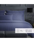 Set aus 2 Kissenbezügen aus Baumwollsatin Dunkelblau, elegant gestreift, 2 Stück (50 x 70 cm)