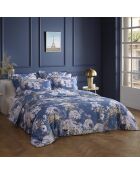 Set aus 2 blauen Hortensien-Kissenbezügen aus Baumwollsatin — 2 x (50 x 70 cm)