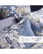 Set aus 2 blauen Hortensien-Kissenbezügen aus Baumwollsatin — 2 x (50 x 70 cm)