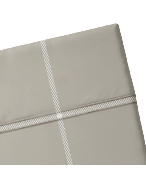 Parure maxi drap plat + drap housse + taies rectangles satin de coton Amélia taupe