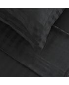 Set Bettlaken + Spannbetttuch + rechteckige Kissenbezüge Baumwollsatin gewebter Baumwollsatin gestreift Dobby-Streifen gewebt Noir
