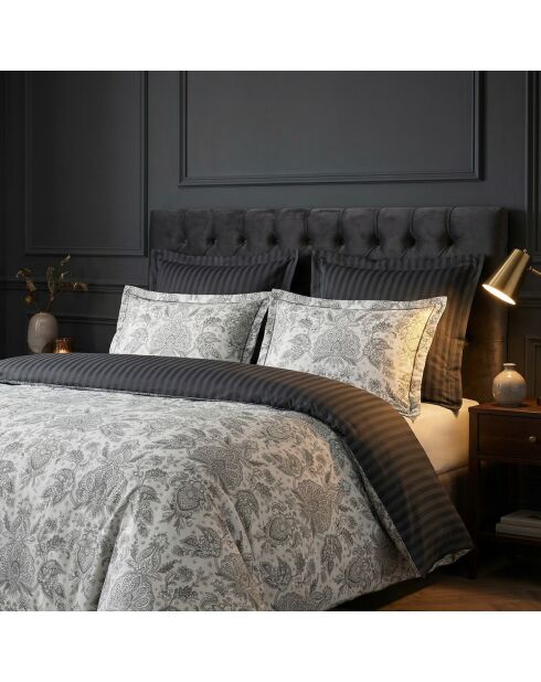 Set aus 2 schwarzen Fleur de Prestige Kissenbezügen aus Baumwollsatin — 2 Stück (50 x 70 cm)