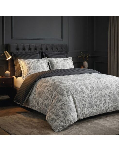 Set aus 2 schwarzen Fleur de Prestige Kissenbezügen aus Baumwollsatin — 2 Stück (50 x 70 cm)