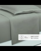 Maxi-Set Bettlaken + Spannbetttuch + rechteckige Kissenbezüge Baumwollsatin Uni Taupe 01