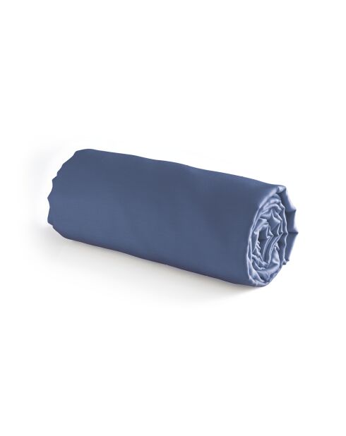 Drap-housse satin de coton Uni bleu 06