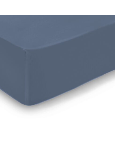 Drap-housse satin de coton Uni bleu 06