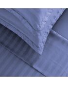 Set largo de sábana encimera, sábana bajera y fundas de almohada rectangulares de satén de algodón con rayas tejidas Dobby Stripe Woven azul