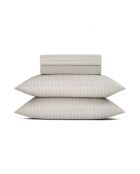 Maxi-Set Bettlaken + Spannbetttuch + Spannbetttuch + rechteckige Kissenbezüge Baumwollsatin elegante Streifen taupe