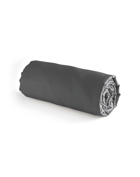 Drap-housse satin de coton Indienne gris 03