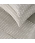 Maxi-Set Bettlaken + Spannbetttuch + quadratische Kissenbezüge Baumwollsatin elegante Streifen taupe