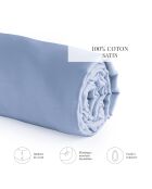 Drap-housse satin de coton Uni bleu 02