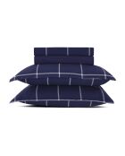 Set maxi: sábana encimera, sábana bajera y fundas de almohada rectangulares, algodón satinado Amélia, azul oscuro