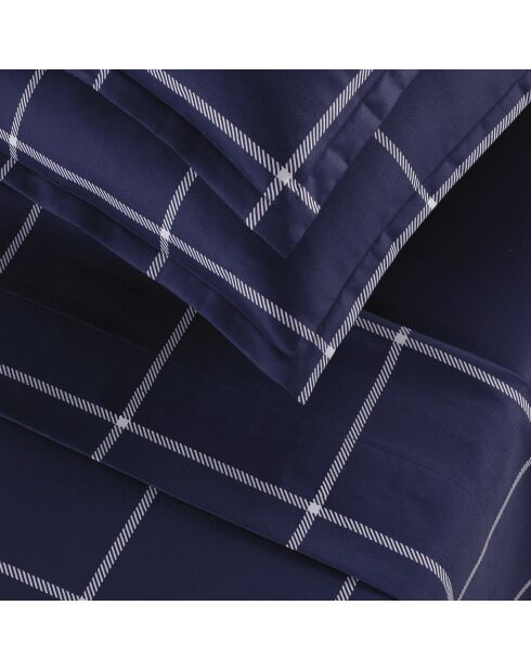 Set maxi: sábana encimera, sábana bajera y fundas de almohada rectangulares, algodón satinado Amélia, azul oscuro